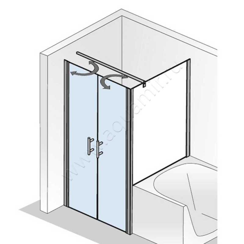 Маятниковая душевая дверь в нишу HSK Favorit Nova хром 1380754150#Ed в интерьере