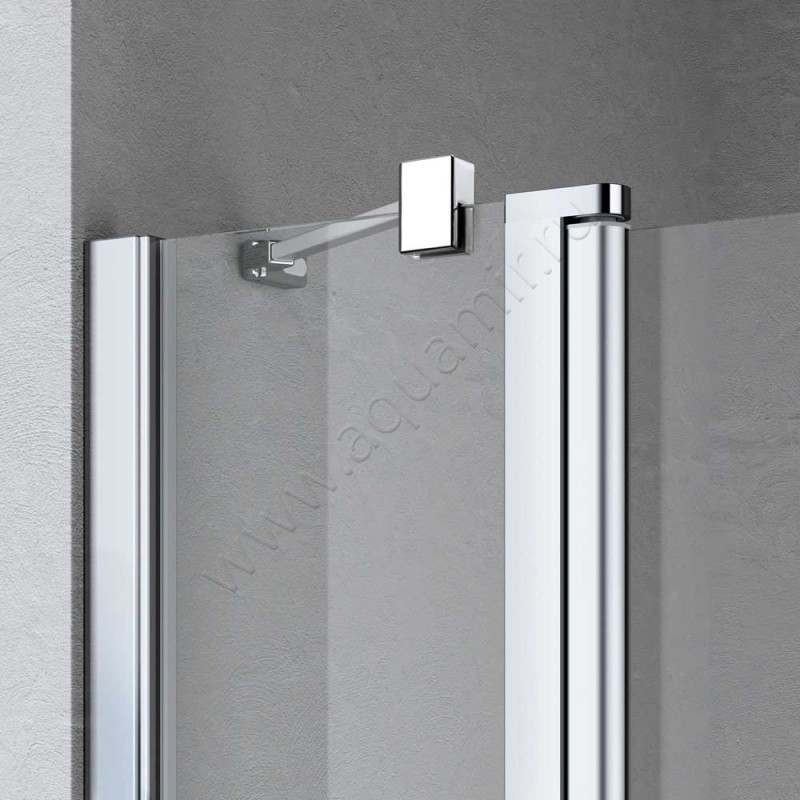 Маятниковая душевая дверь в нишу с фиксированным элементом Kermi Liga в серебристом цвете LI1OL09518VAK в интерьере