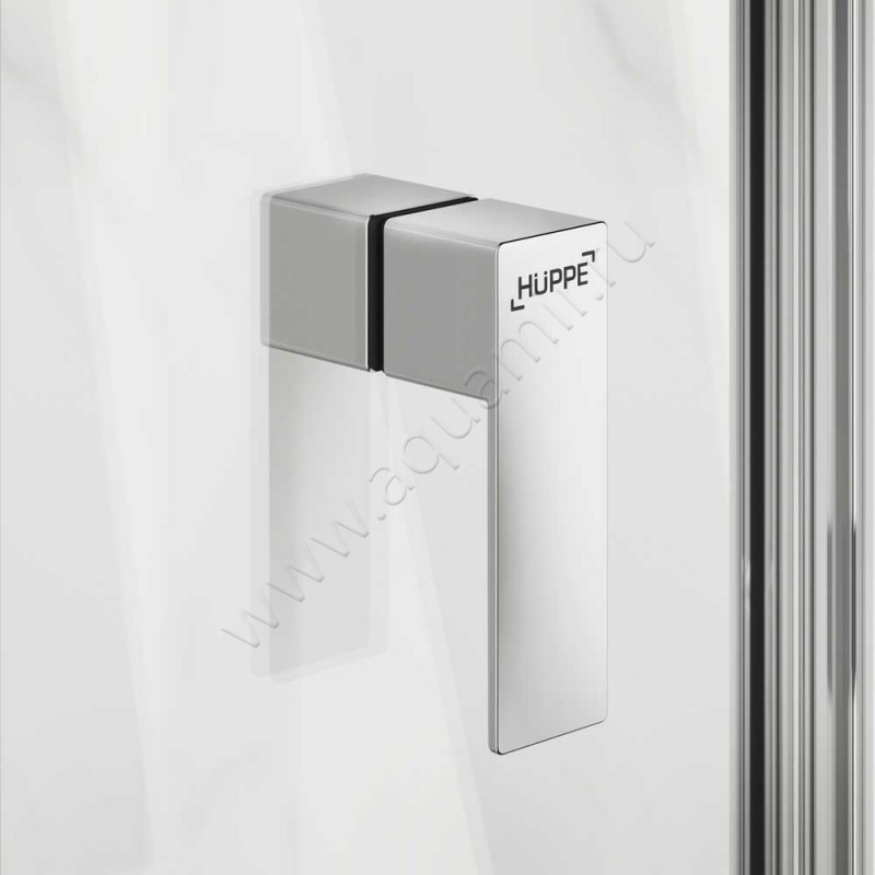Поворотная душевая дверь в нишу с фиксированным элементом Huppe Design pure в серебристом цвете 8P9004092322 в интерьере