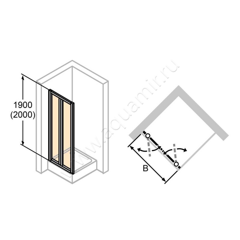 Маятниковая душевая дверь в нишу Huppe Alpha 2 в серебристом цвете A24504087375 в интерьере