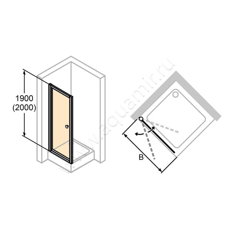Маятниковая душевая дверь в нишу Huppe Alpha 2 в серебристом цвете A25012087375 в интерьере