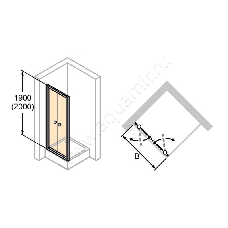 Маятниковая душевая дверь в нишу Huppe Alpha 2 в серебристом цвете A25114087375 в интерьере