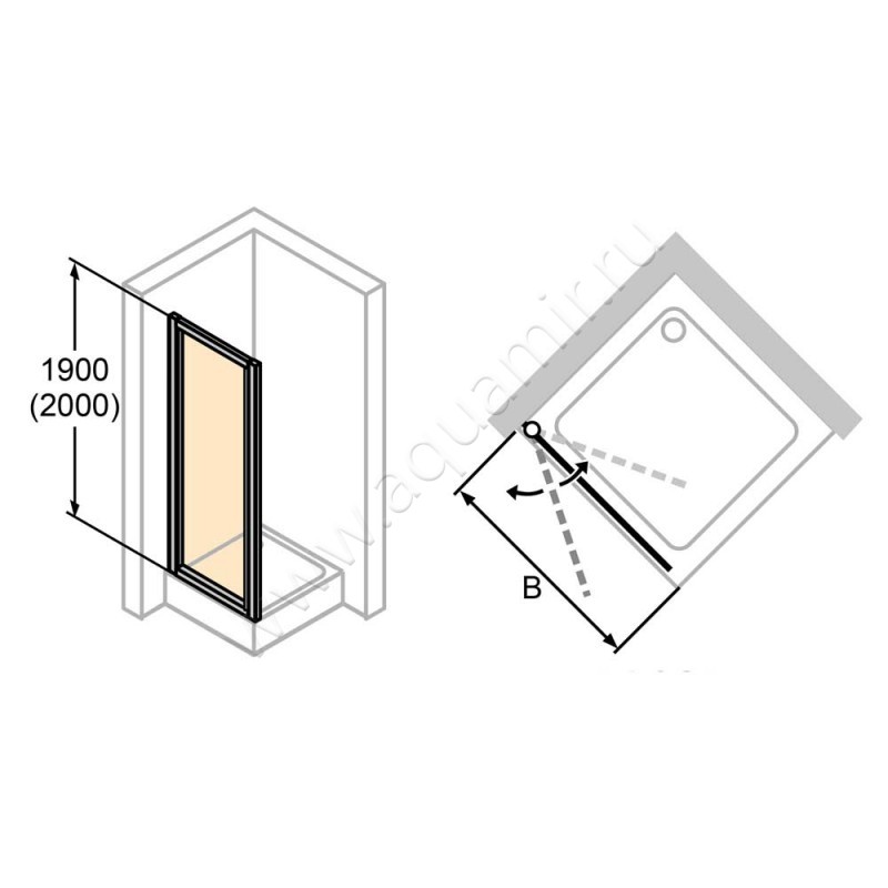 Маятниковая душевая дверь в нишу Huppe Alpha 2 в серебристом цвете A24403087373 в интерьере