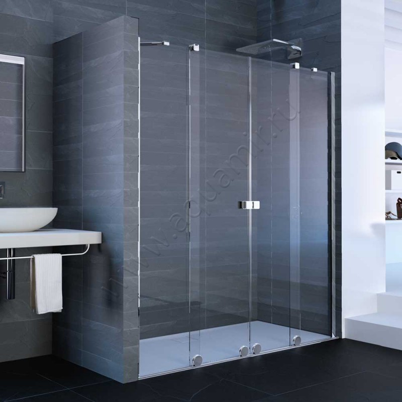 Раздвижная душевая дверь в нишу Huppe Xtensa pure в серебристом цвете XT1001069321 в интерьере