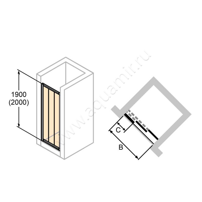 Раздвижная душевая дверь в нишу с фиксированным элементом Huppe Alpha 2 в серебристом цвете A22206087322 в интерьере