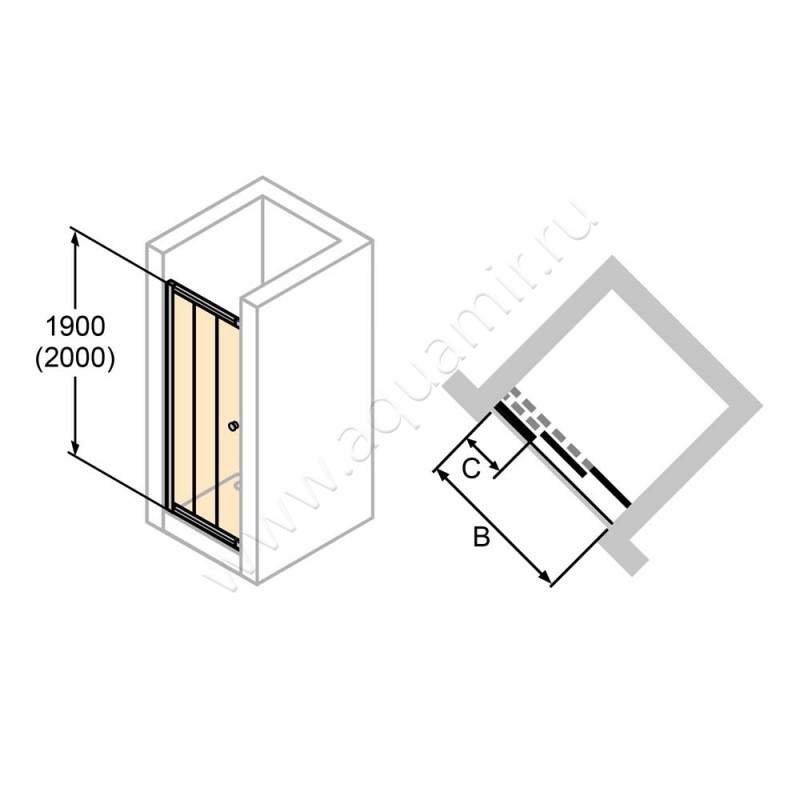 Раздвижная душевая дверь в нишу с фиксированным элементом Huppe Alpha 2 в серебристом цвете A20308087322 в интерьере