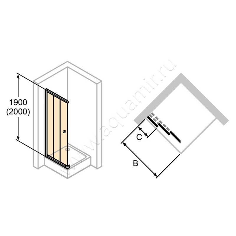 Раздвижная душевая дверь в нишу с фиксированным элементом Huppe Alpha 2 в серебристом цвете A20310087321 в интерьере