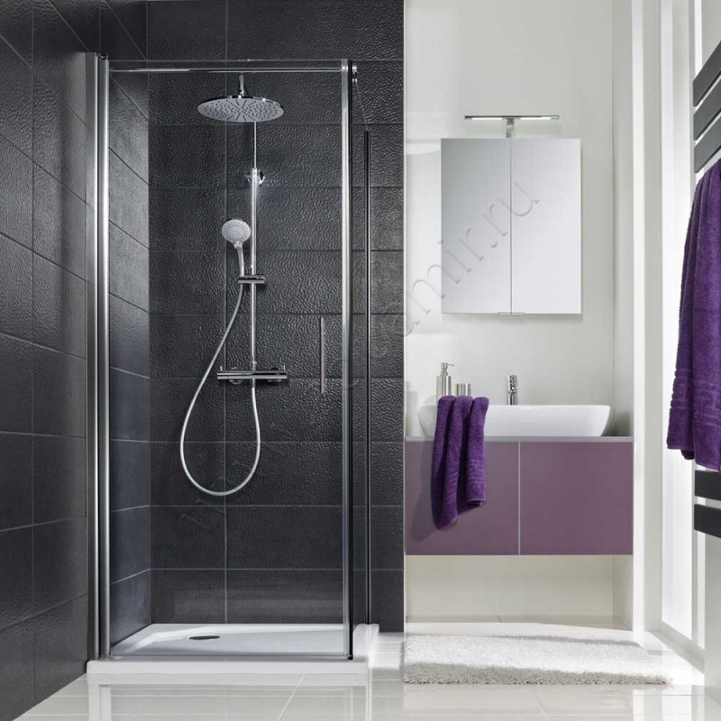 Поворотная душевая дверь для боковой стенки HSK Favorit Nova 1580754150#Li в интерьере