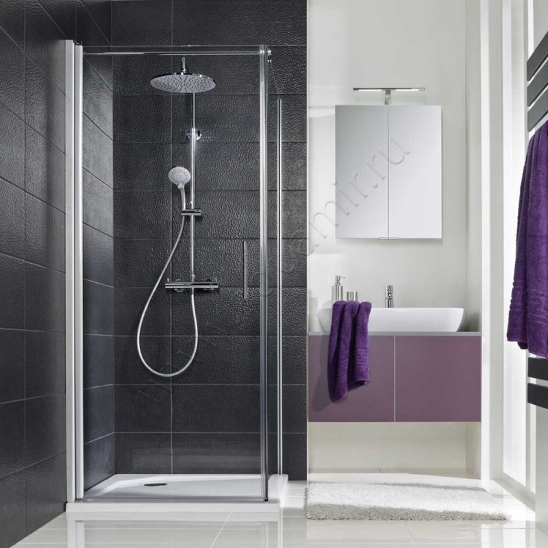 Поворотная душевая дверь для боковой стенки HSK Favorit Nova 1580800450#Li в интерьере