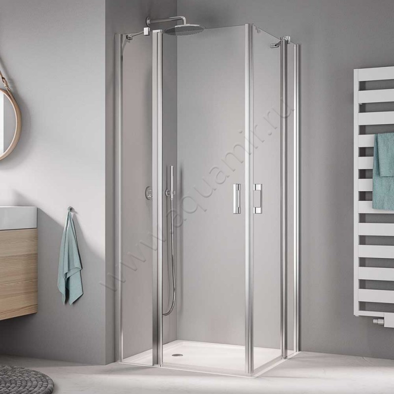 Маятниковая душевая дверь для комбинации с ответной частью Kermi Liga LIEPL08020VAK в интерьере