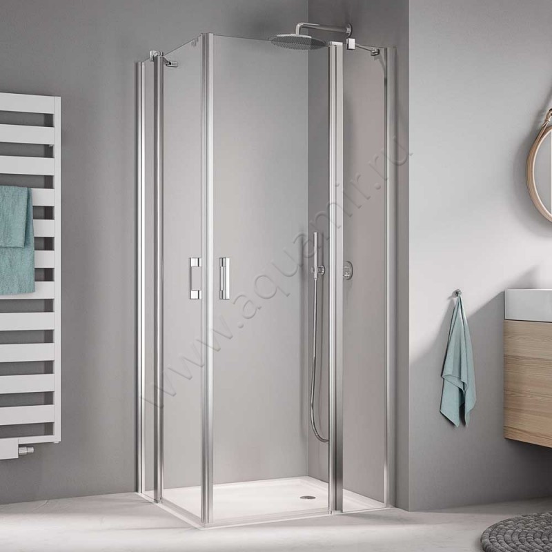 Маятниковая душевая дверь для комбинации с ответной частью Kermi Liga LIEPR08020VAK в интерьере