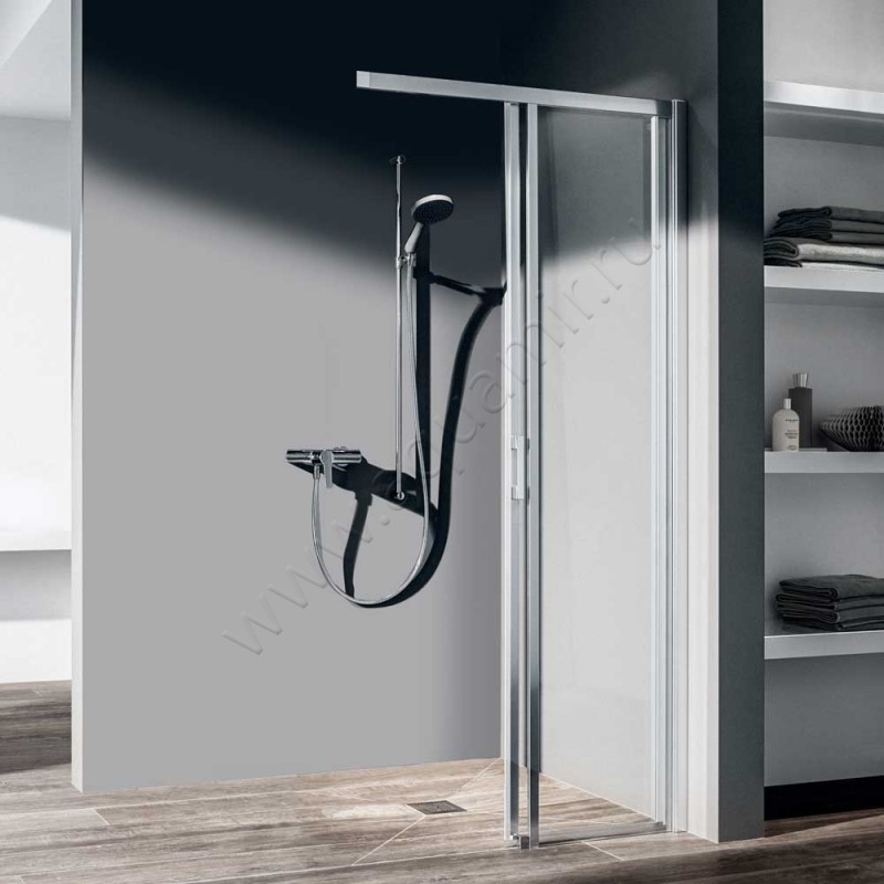 Раздвижная душевая дверь для комбинации с ответной частью Kermi Liga LIC2R090201PK в интерьере