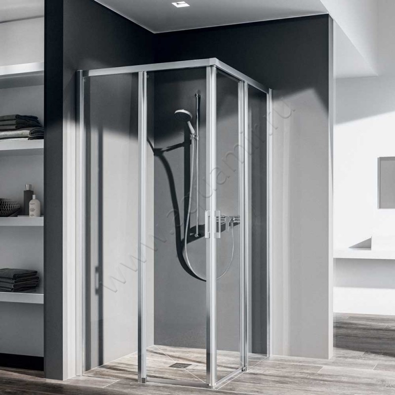 Раздвижная душевая дверь для комбинации с ответной частью Kermi Liga LIC2L075201PK в интерьере