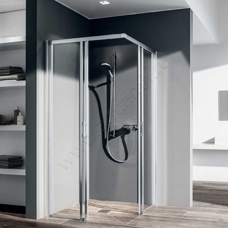 Раздвижная душевая дверь для комбинации с ответной частью Kermi Liga LIC2L08020VAK в интерьере