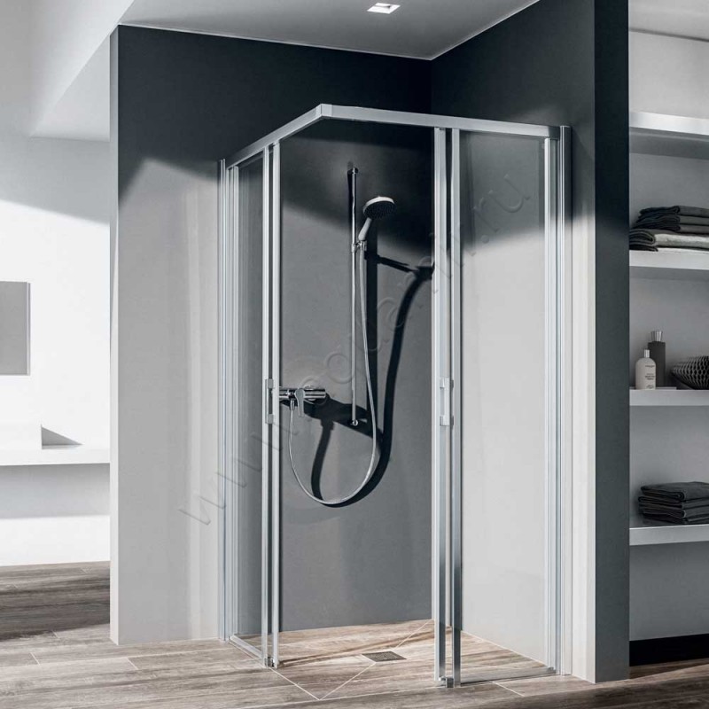 Раздвижная душевая дверь для комбинации с ответной частью Kermi Liga LIC2R120201AK в интерьере