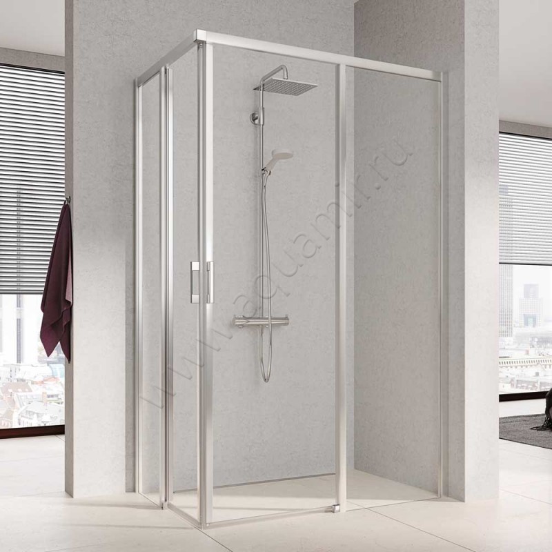 Раздвижная душевая дверь для комбинации с ответной частью Kermi Liga LIC2R078181AK в интерьере