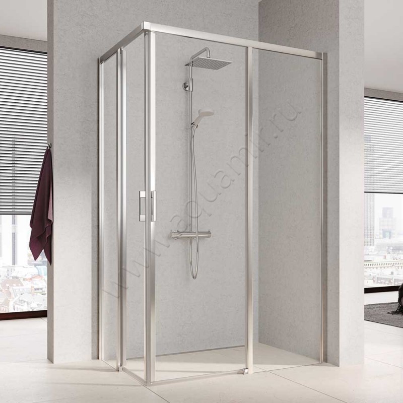 Раздвижная душевая дверь для комбинации с ответной частью Kermi Liga LIC2R09318VAK в интерьере