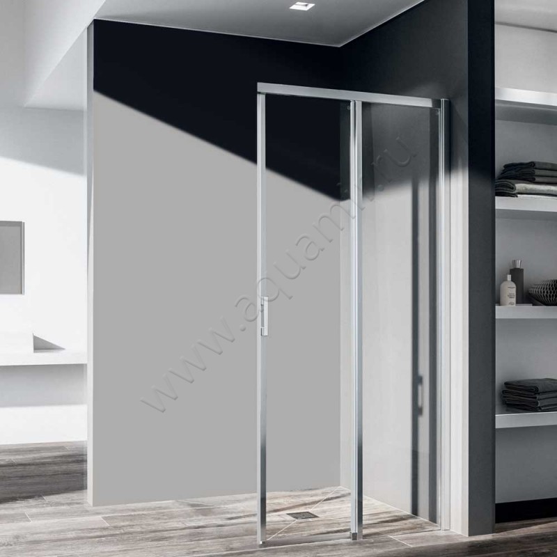 Раздвижная душевая дверь для комбинации с ответной частью Kermi Liga LIC2R123181AK в интерьере
