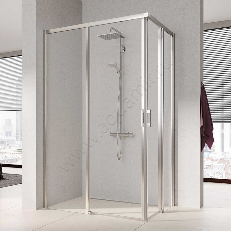 Раздвижная душевая дверь для комбинации с ответной частью Kermi Liga LIC2L09320VAK в интерьере