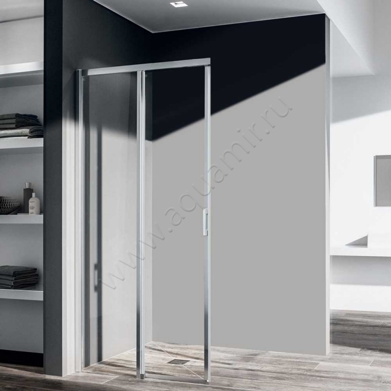 Раздвижная душевая дверь для комбинации с ответной частью Kermi Liga LIC2L078181AK в интерьере