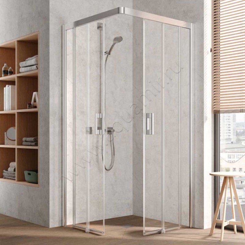 Раздвижная душевая дверь для комбинации с ответной частью Kermi Pega PEC2R10318VAK в интерьере