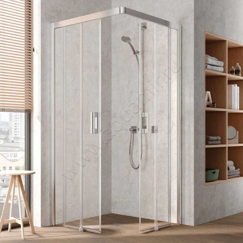 Раздвижная душевая дверь для комбинации с ответной частью Kermi Pega PEC2L11018VPK в интерьере