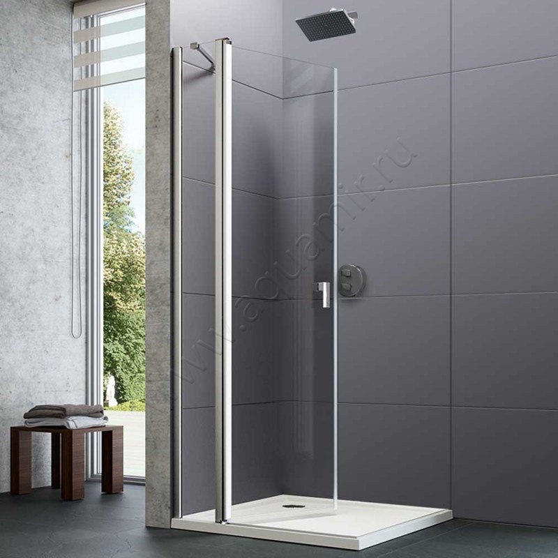 Маятниковая душевая дверь для боковой стенки Huppe Design pure 8P0719092321 в интерьере