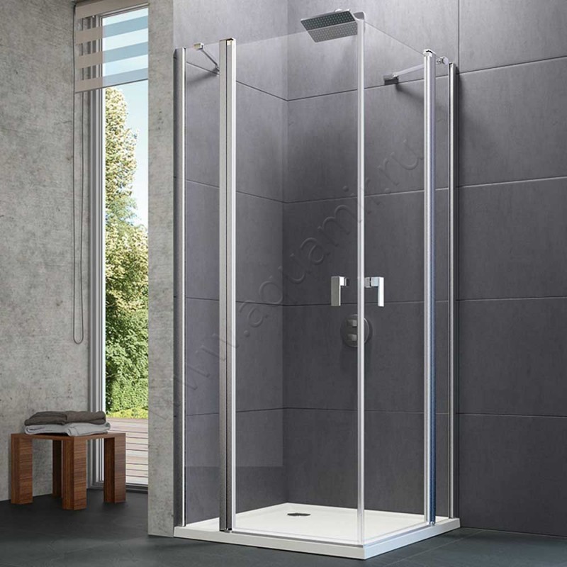 Маятниковая душевая дверь для боковой стенки Huppe Design pure 8P0714092321 в интерьере