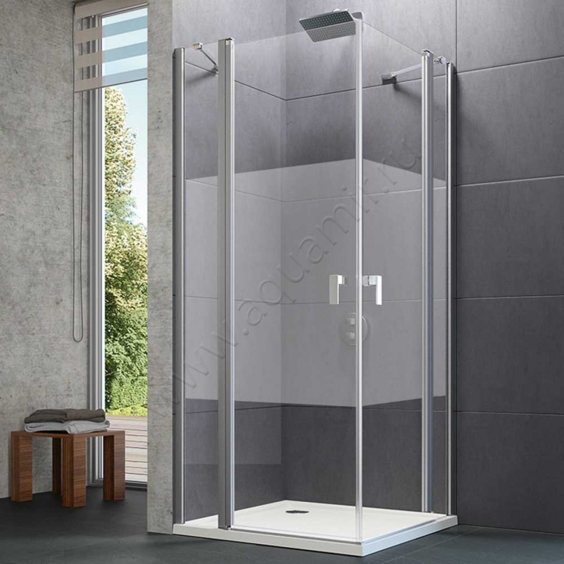 Маятниковая душевая дверь для боковой стенки Huppe Design pure 8P0710087373 в интерьере