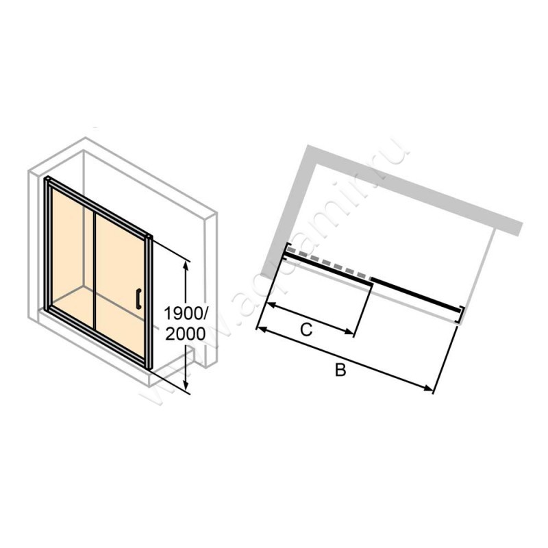 Раздвижная душевая дверь для боковой стенки Huppe Classics 2 C20416087373 в интерьере