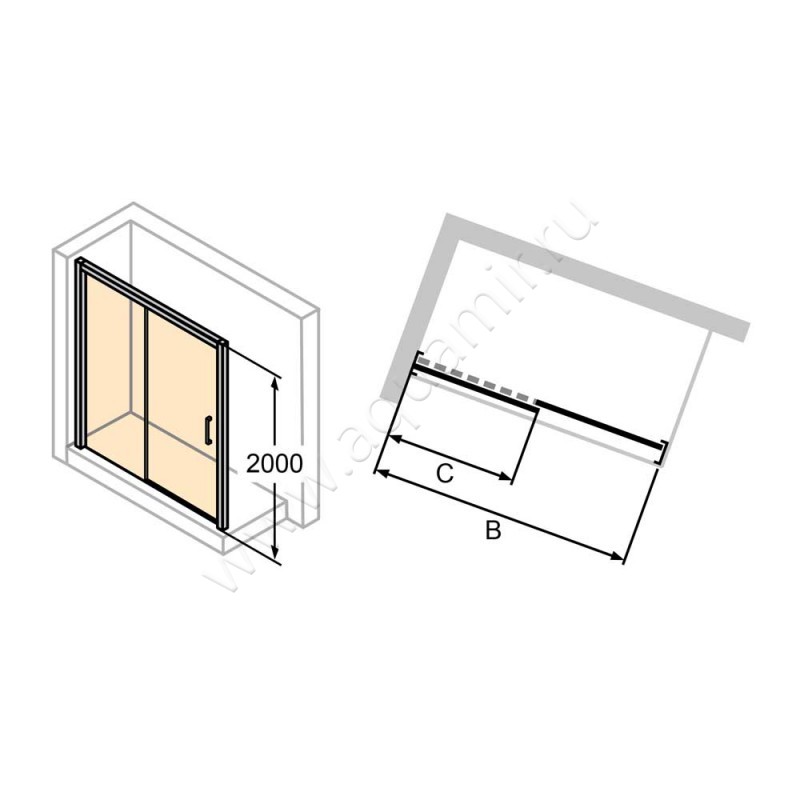 Раздвижная душевая дверь для комбинации с ответной частью Huppe Classics 2 C25306087321 в интерьере