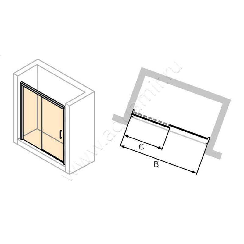 Раздвижная душевая дверь для комбинации с ответной частью Huppe Classics 2 C25303087321 в интерьере