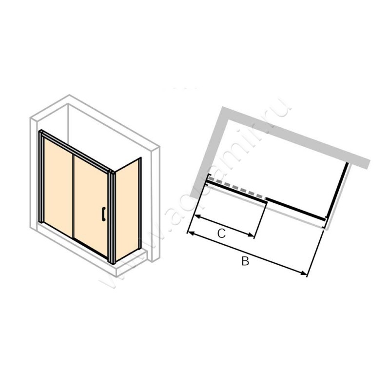 Раздвижная душевая дверь для комбинации с ответной частью Huppe Classics 2 C25303087321 в интерьере