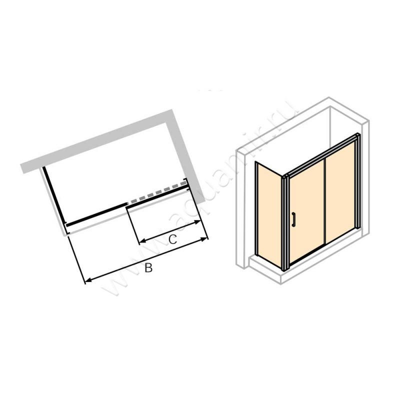 Раздвижная душевая дверь для комбинации с ответной частью Huppe Classics 2 C25603087321 в интерьере