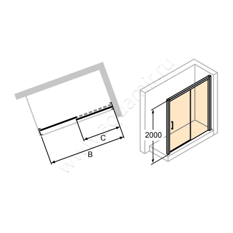 Раздвижная душевая дверь для комбинации с ответной частью Huppe Classics 2 C25613069321 в интерьере