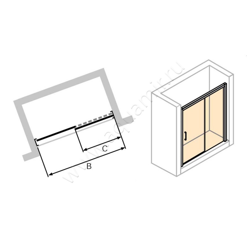Раздвижная душевая дверь для комбинации с ответной частью Huppe Classics 2 C25613087321 в интерьере