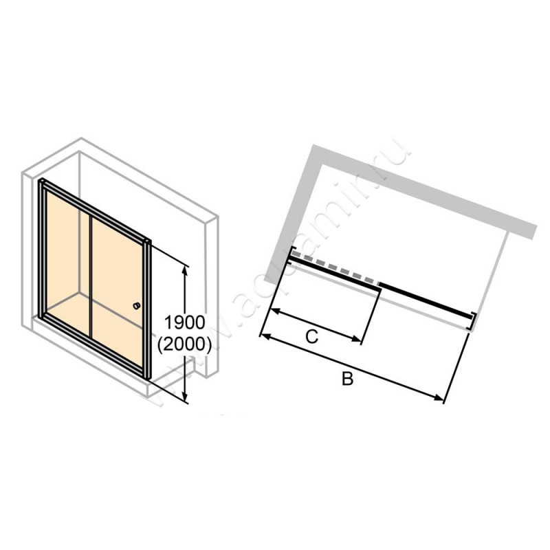 Раздвижная душевая дверь для боковой стенки Huppe Alpha 2 A20409087321 в интерьере