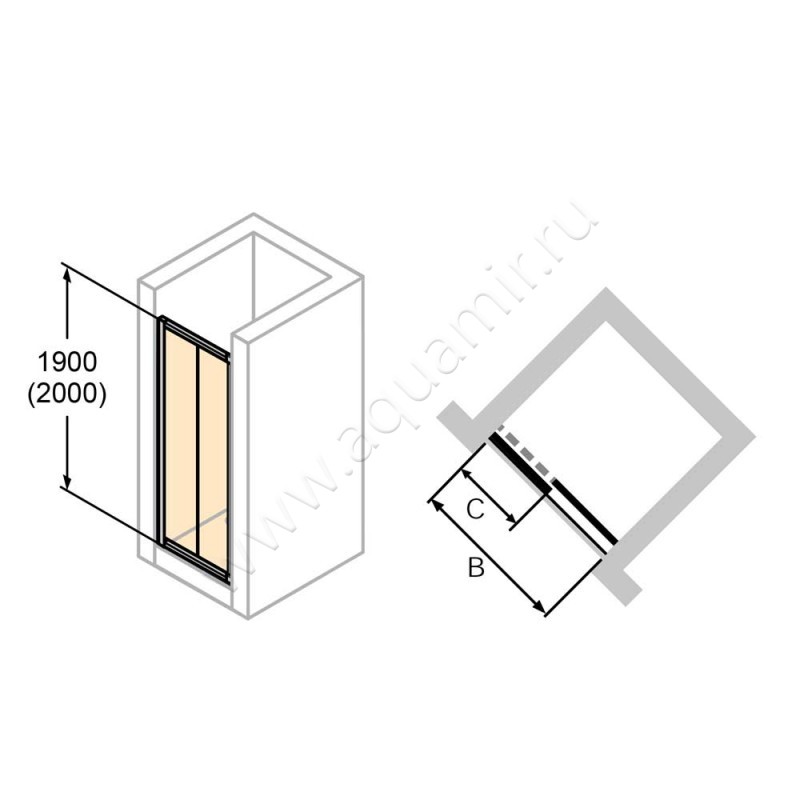 Раздвижная душевая дверь для боковой стенки Huppe Alpha 2 A22302087322 в интерьере