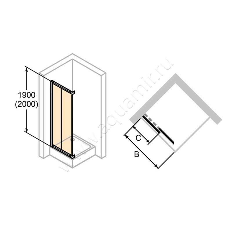 Раздвижная душевая дверь для боковой стенки Huppe Alpha 2 A22313087321 в интерьере
