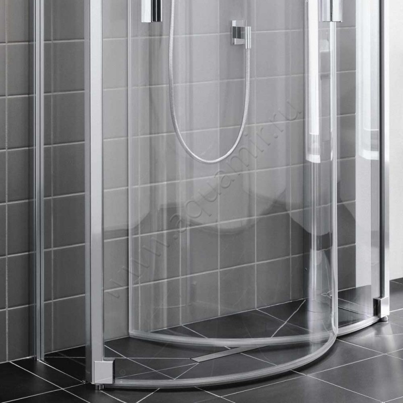 Пристенная полукруглая душевая кабина с маятниковыми дверями Kermi Raya RAZ2009020VAK в интерьере