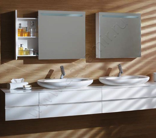 Раковина-чаша накладная с отверстием под смеситель Laufen IL BAGNO ALESSI One 75 см 8189724001041 в интерьере