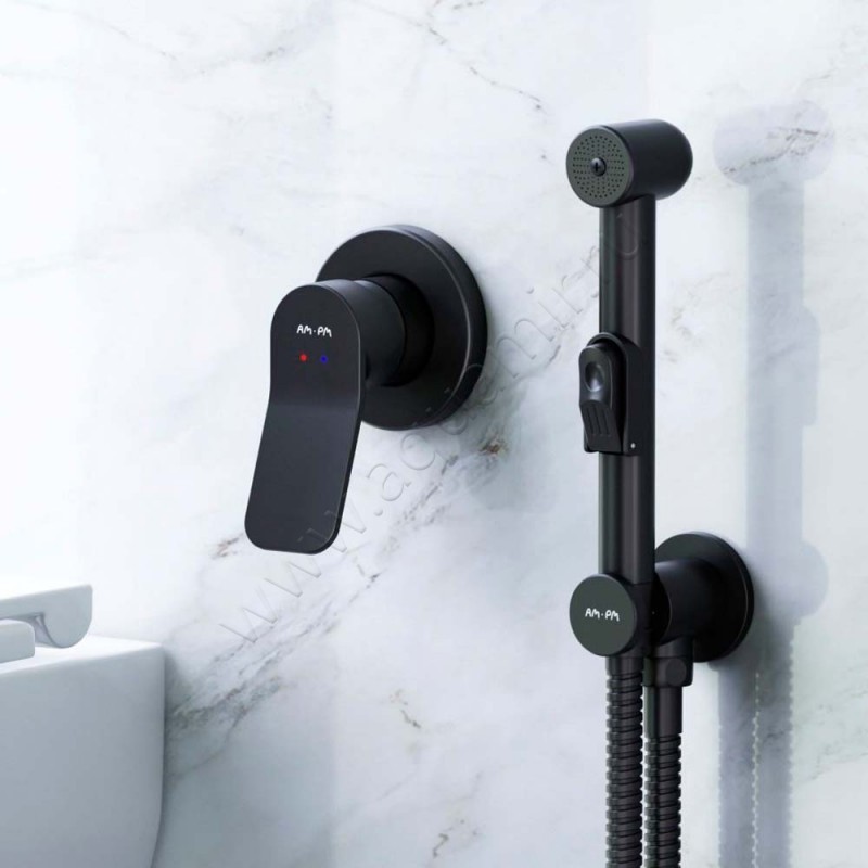 Гигиенический душ AM.PM X-Joy со смесителем, черный F40H85A22 в интерьере