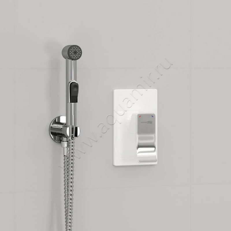 Гигиенический душ Wasserkraft со смесителем, белый/хром A010657WHITE в интерьере