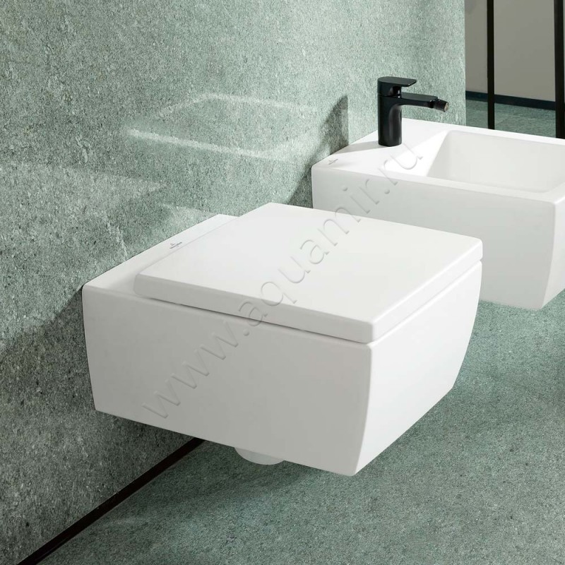 Крышка-сиденье Villeroy & Boch Memento 2.0 45,2 x 37,8 см, белый матовый/stone white, микроли 8M24S1RW в интерьере