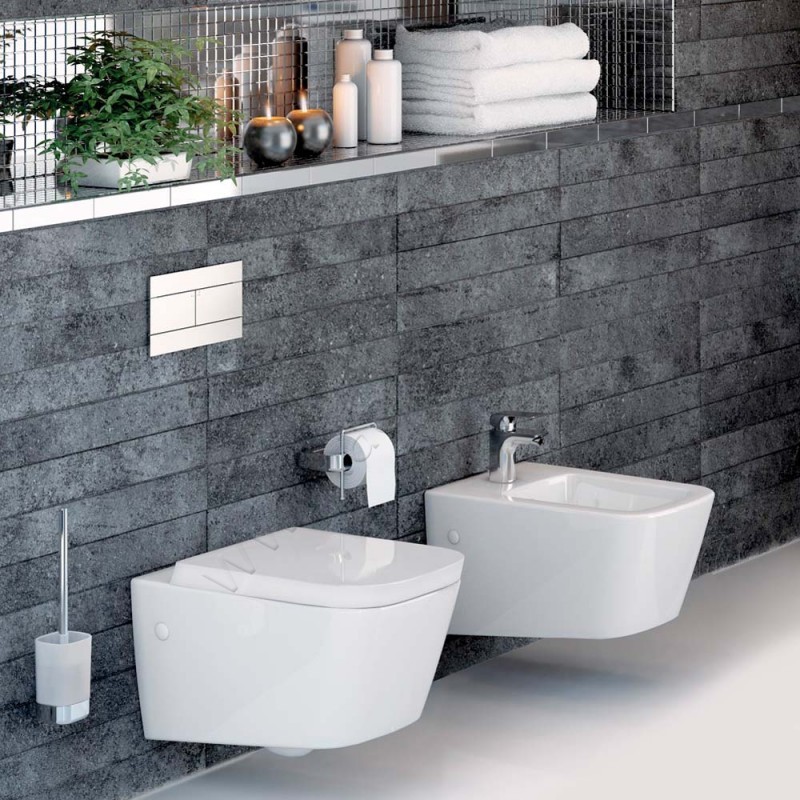 Крышка-сиденье Ideal Standard SimplyU 45 x 36 см, белый глянец, микролифт J469701 в интерьере