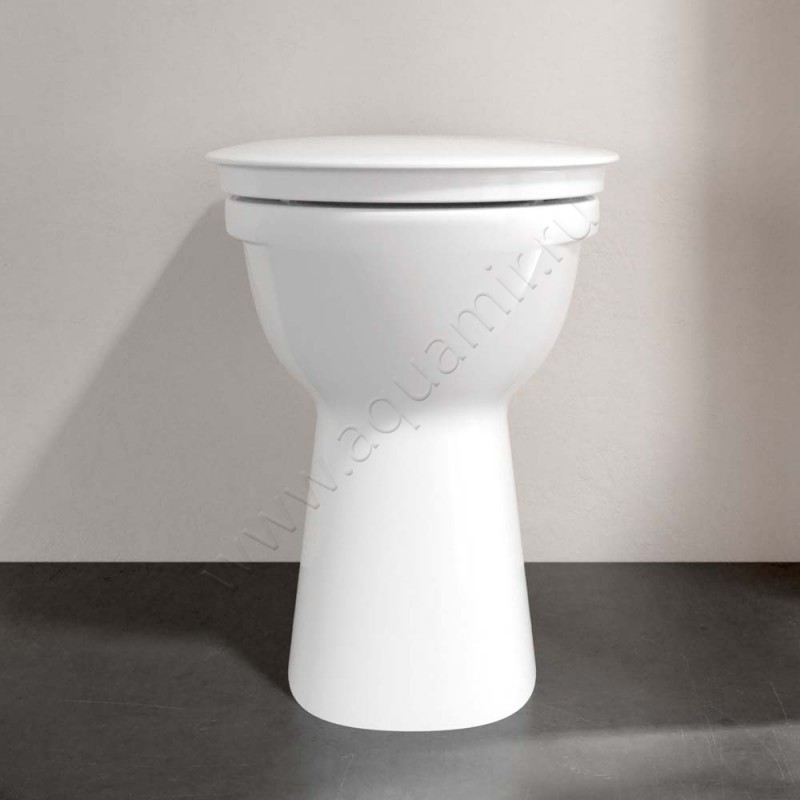 Унитаз приставной Villeroy & Boch VICARE 49 см, безободковый, белый 4683R0R1 в интерьере