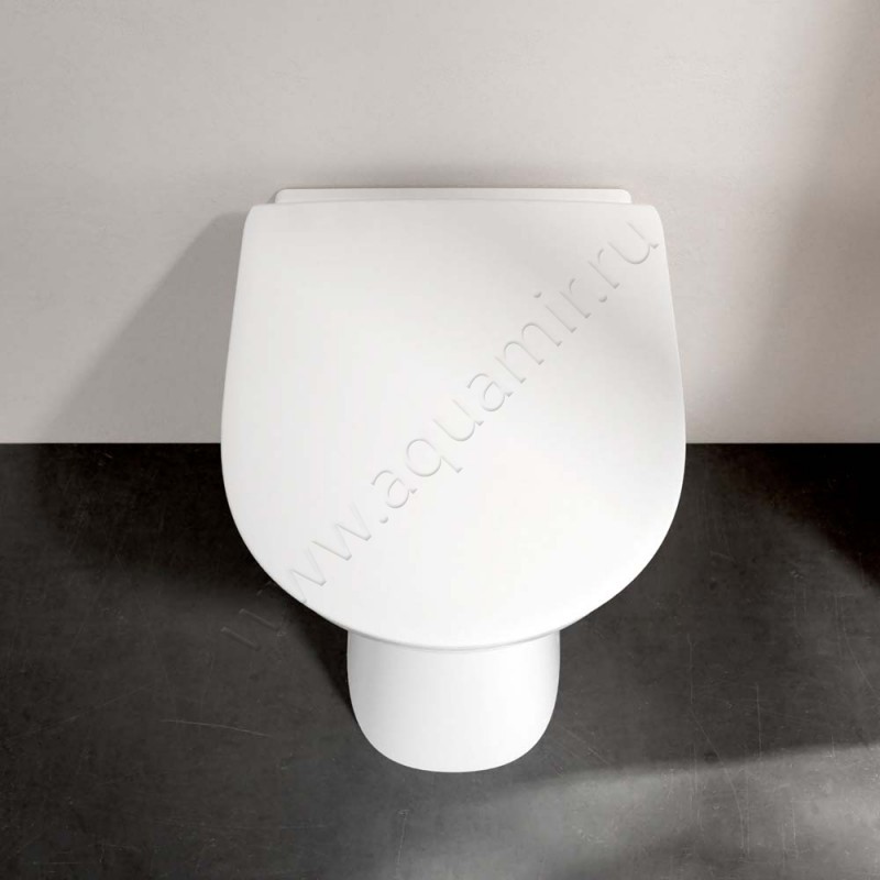 Унитаз приставной Villeroy & Boch VICARE 49 см, безободковый, белый 4683R0R1 в интерьере