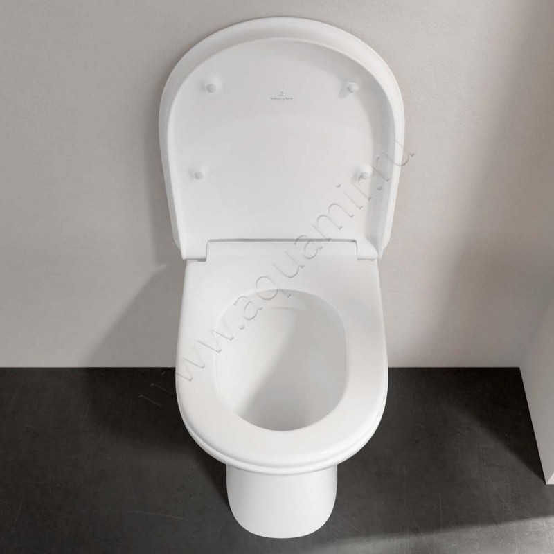 Унитаз приставной Villeroy & Boch VICARE 49 см, безободковый, белый 4683R0R1 в интерьере