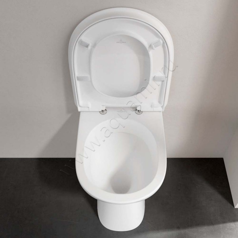 Унитаз приставной Villeroy & Boch VICARE 49 см, безободковый, белый 4683R0R1 в интерьере