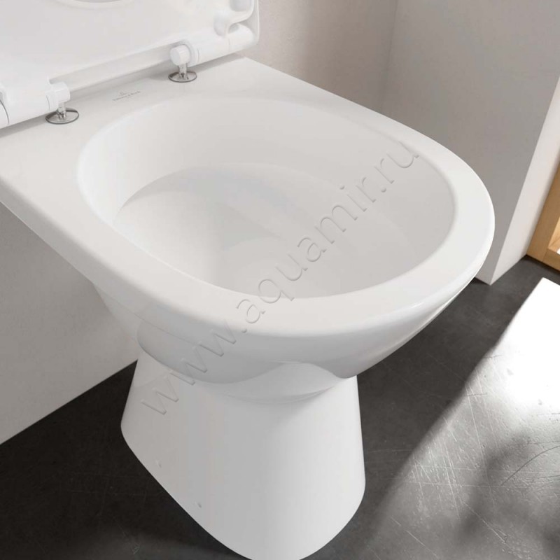 Унитаз приставной Villeroy & Boch VICARE 49 см, безободковый, белый 4683R0R1 в интерьере